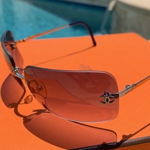 Authentic Chanel Rimless CC Logo Sunglasses - Style 4017